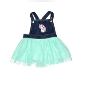 Nanette Lepore Toddler Size 24 mo Overall Dress Sequin Unicorn Seafoam Tulle